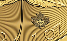 Maple Leaf Gold Lasergravur mit Jahreszahl auf der Motivseite